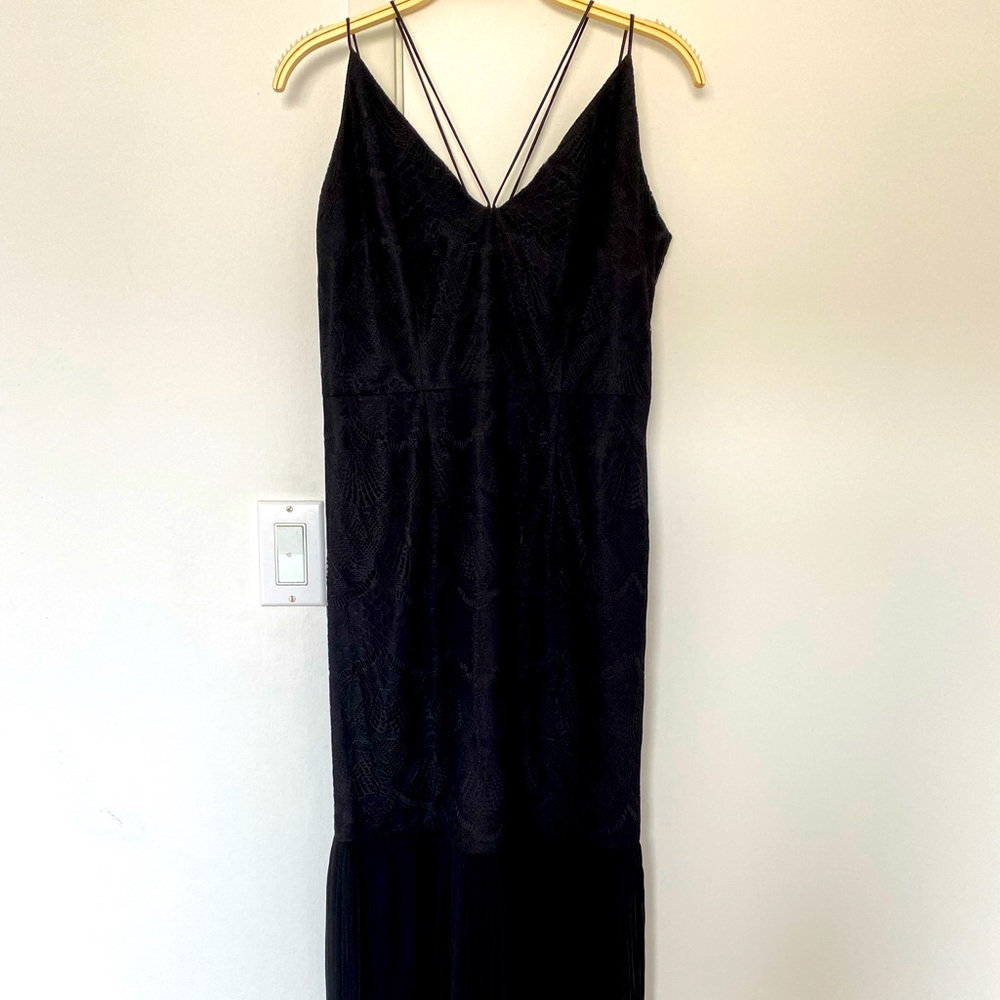 Cooper St Black Lace Dress with Pleated Skirt